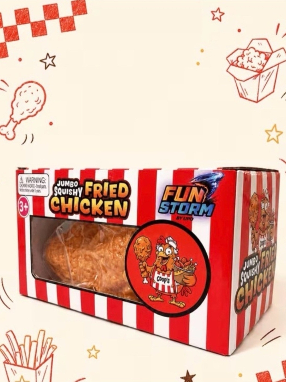 NWT! FUN Storm Jumbo Squishy Fried Chicken Toy - Orange